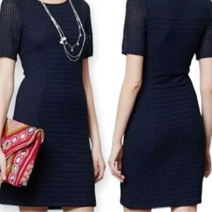 Maeve (Anthropologie) Navy Textured Short Sleeve Dress
